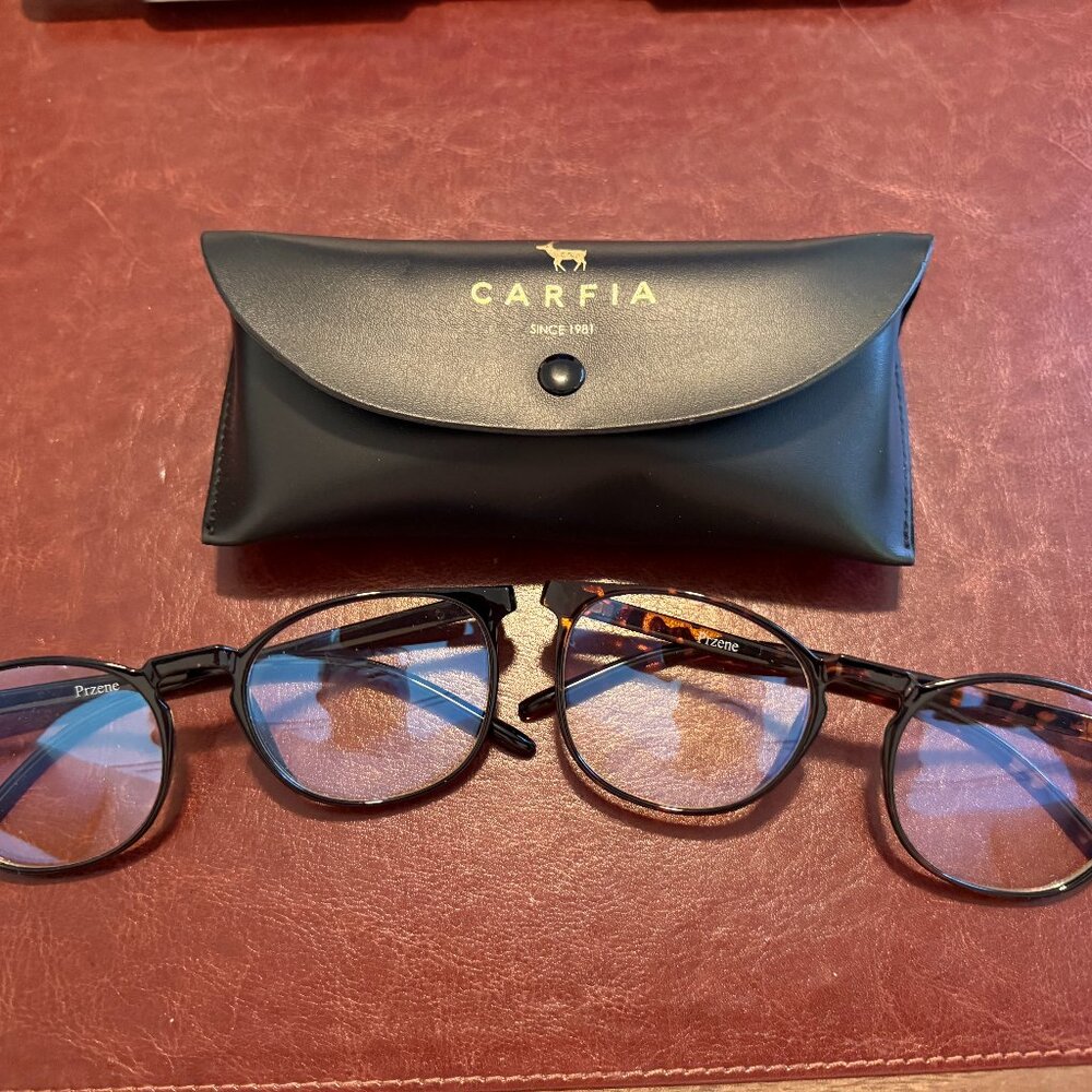 Przene Blue Light Blocking Glasses – 2 Pack (Black & Tortoise) w/ Case